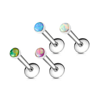 Labret Opal Flat Round Internally Threaded, 4  pieces