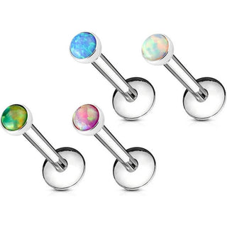 Labret Opal Flat Round Internally Threaded, 4  pieces