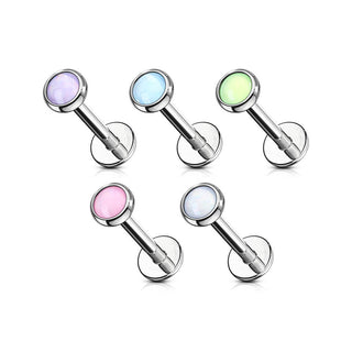 Labret Illuminating synthetic Stone Internally Threaded, 5  pieces