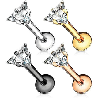 Labret Triangle Zirconia Internally Threaded, 4  pieces