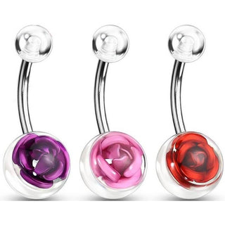 Belly Button Piercing Rose, 3  pieces