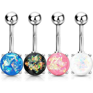 Belly Button Piercing Opal Silver, 4  pieces