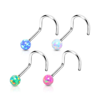 Nose Screw Ball Opal Silver, 4  pieces