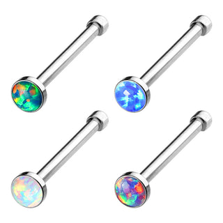 Nose Stud Opal Round Silver, 4  pieces