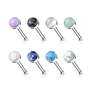 Nose Stud Semi-Precious Stone Round, 8  pieces