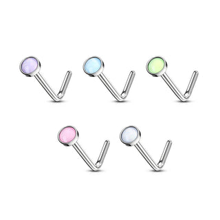 Nose L-Shape Illuminating synthetic Stone Silver, 5  pieces
