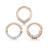 Septum Piercing Set Ring Zirconia Gold Bendable, 3  pieces