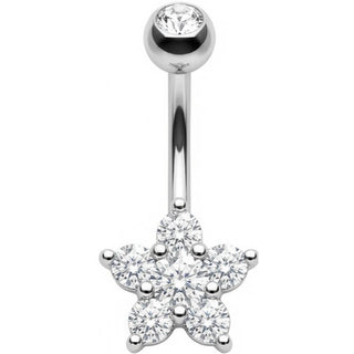 Belly Button Piercing Five Petal Crystal Flower Blossom