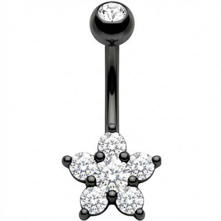 Belly Button Piercing Five Petal Crystal Flower Blossom