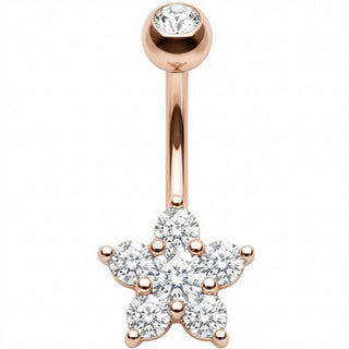 Belly Button Piercing Five Petal Crystal Flower Blossom