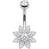 Belly Button Piercing Marquise Cut Crystal Flower
