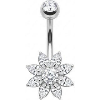 Belly Button Piercing Marquise Cut Crystal Flower