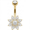 Belly Button Piercing Marquise Cut Crystal Flower