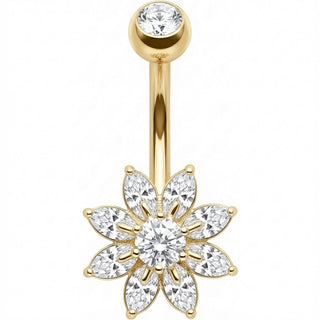 Belly Button Piercing Marquise Cut Crystal Flower