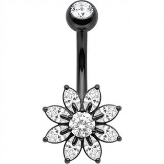 Belly Button Piercing Marquise Cut Crystal Flower