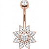 Belly Button Piercing Marquise Cut Crystal Flower