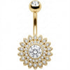 Belly Button Piercing Crystal Paved Sunflower
