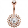 Belly Button Piercing Crystal Paved Sunflower