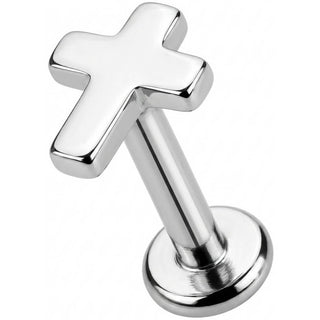 Titanium Labret Smooth Cross With Rounded Edges