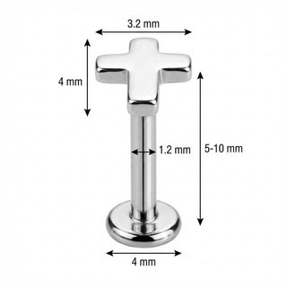 Titanium Labret Smooth Cross With Rounded Edges
