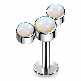 Titanium Labret Triple Opal Curve Internally Threaded