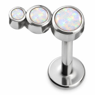 Titanium Labret Triple Opal Curve Internally Threaded