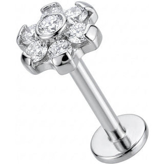 Titanium Labret Crystal Flower Blossom Cluster