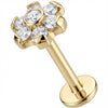 Titanium Labret Crystal Flower Blossom Cluster