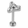 Titanium Labret Three Crystal Trinity Cluster Internally Threaded