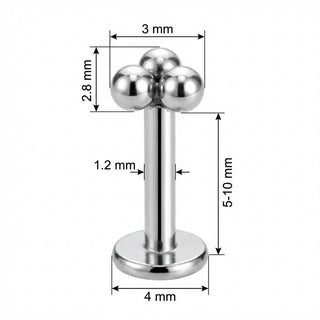 Titanium Labret Trinity Ball Cluster Top Design