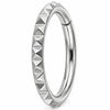 Titanium Ring Textured Geometric Pyramids Clicker
