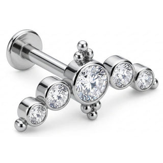 Titanium Labret Bezel Set Crystal Tiara Arc