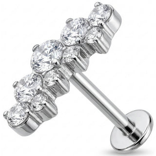 Titanium Labret Graduated Crystal Curve Cluster
