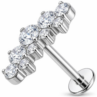 Titanium Labret Graduated Crystal Curve Cluster Internally Threaded