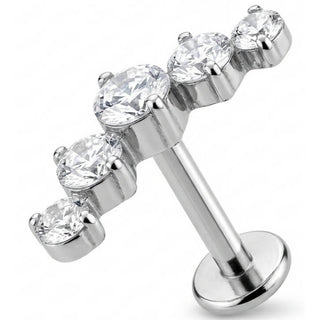 Titanium Labret Five Stone Curved Crystal Arc