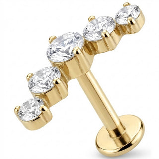 Titanium Labret Five Stone Curved Crystal Arc