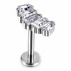 Titanium Labret Baguette Zircon Curved Row Internally Threaded