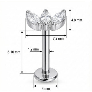Titanium Labret Triple Marquise Crystal Fan Cluster