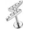 Titanium Labret Crystal Paved Lightning Bolt