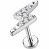 Titanium Labret Crystal Paved Lightning Bolt Internally Threaded