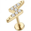 Titanium Labret Crystal Paved Lightning Bolt