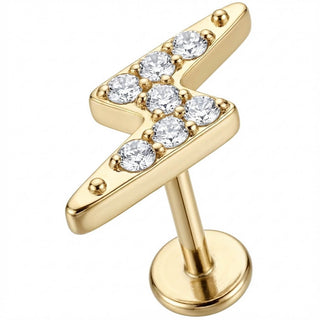 Titanium Labret Crystal Paved Lightning Bolt