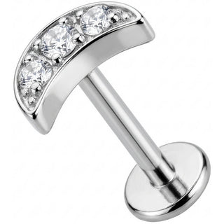 Titanium Labret Triple Crystal Curved Arc