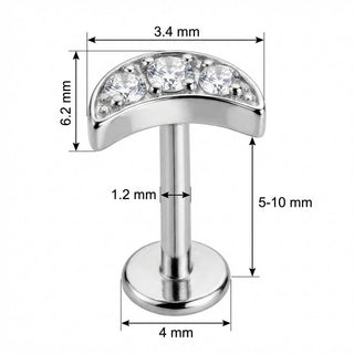 Titanium Labret Triple Crystal Curved Arc