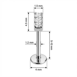 Titanium Labret Triple Crystal Bar Top