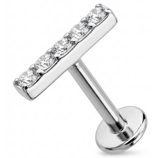 Titanium Labret Five Crystal Lined Bar