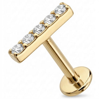 Titanium Labret Five Crystal Lined Bar