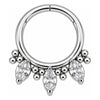 Titanium Ring Triple Marquise Beaded Crown Clicker