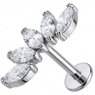 Titanium Labret Five Marquise Stone Curved Vine