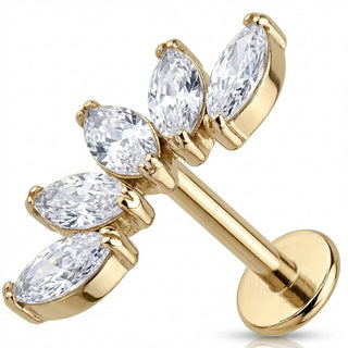 Titanium Labret Five Marquise Stone Curved Vine